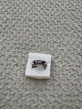 Purple Gemstone Wide Band Ring